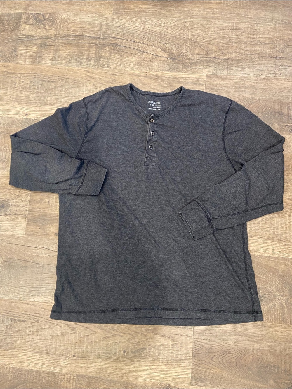 Old Navy Men's Long-Sleeve Henley Shirt XXL Charcoal